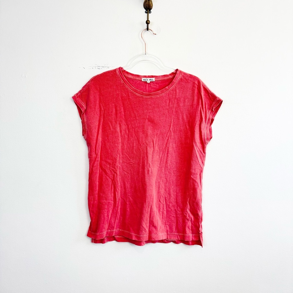 Alex Mill Washed Red Cotton Tee Shirt Size M Vintage Fade Crewneck Minimal Top